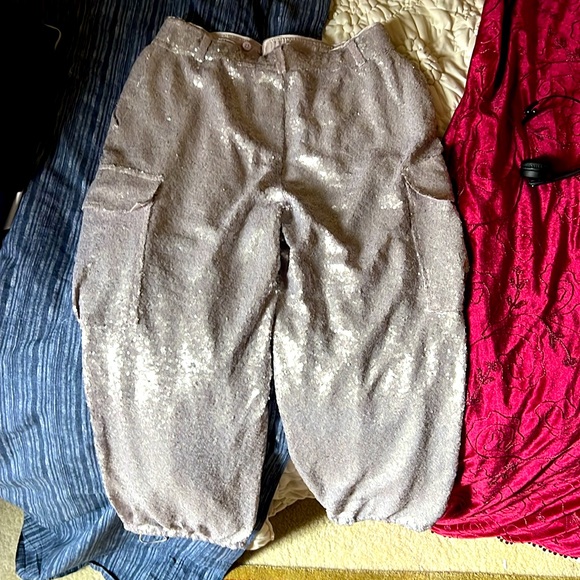 Anthropologie Lilac Sequin Cargo Pants -  Size 10 - Picture 10 of 11